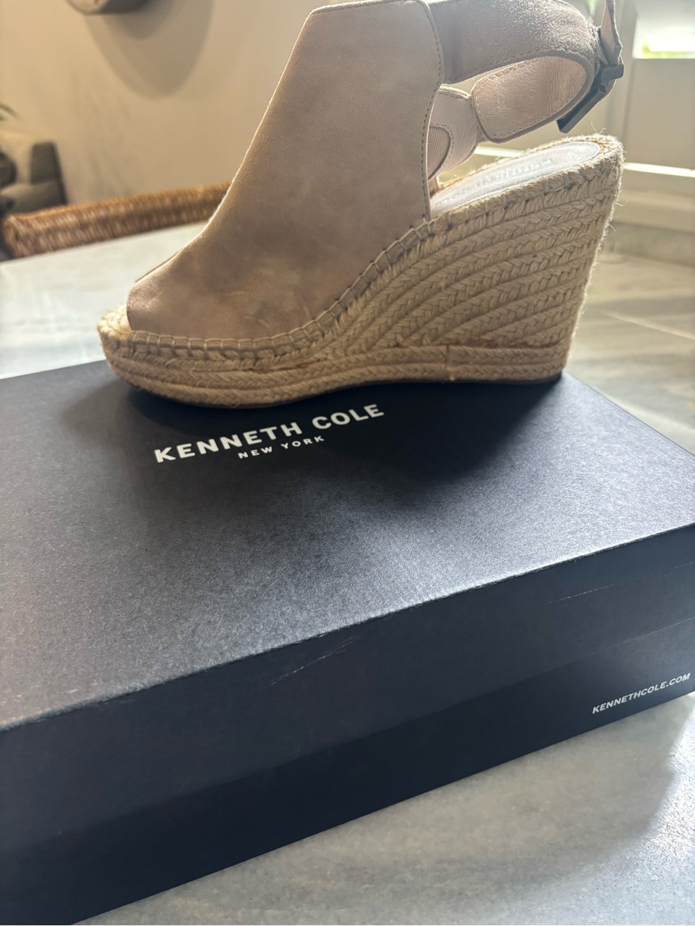 Kenneth Cole Beige/Tan Espadrille Wedge Sandals